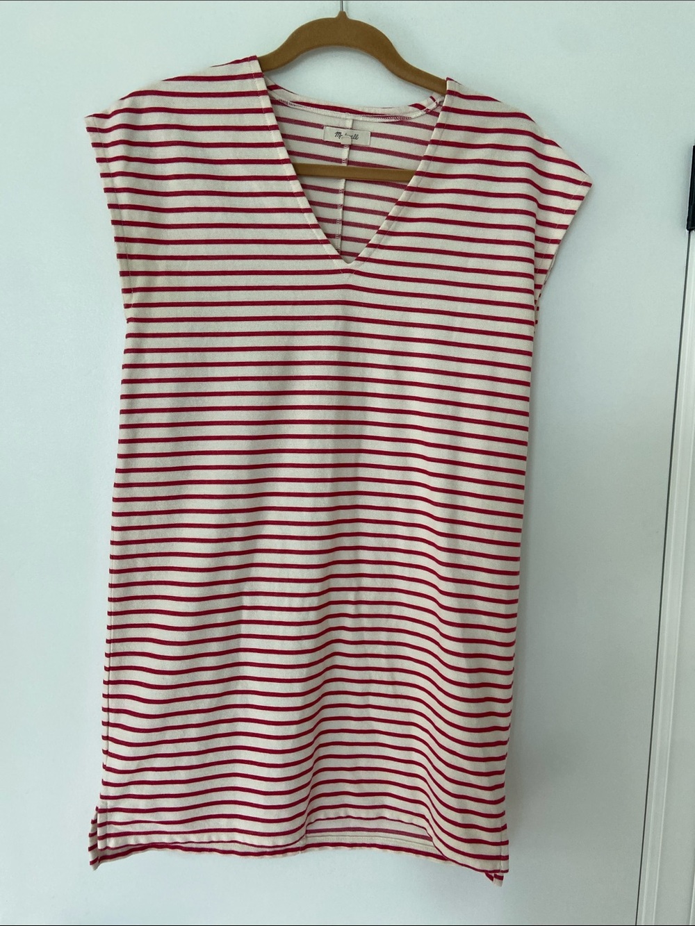 🇺🇸 BOGO 🇺🇸 Madewell Striped Red and White V-Neck Shift Women's Dress